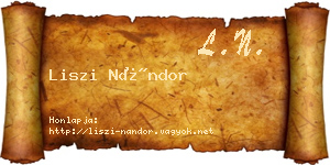 Liszi Nándor névjegykártya